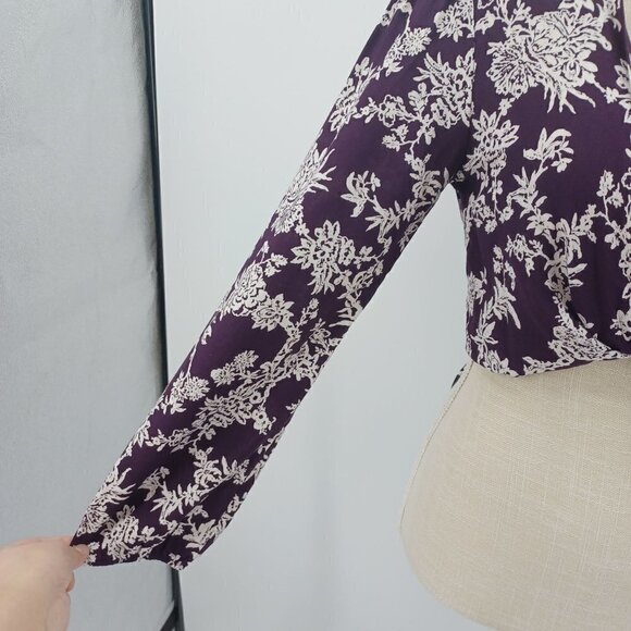 Flynn Skye That's a Wrap Crop Top Wine Floral Women's M Boho Festival Hippie - Picture 6 of 12